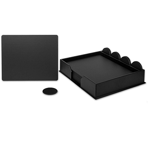 Dacasso Leatherette Conference Room Set Rectangular - 17" Width - Leatherette, Velveteen - Black - 1 Each (D1051)
