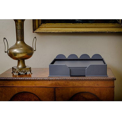 Dacasso Leatherette Conference Room Set Rectangular - 17" Width - Leatherette, Velveteen - Gray - 1 Each (D4251)