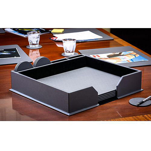 Dacasso Leatherette Conference Room Set Rectangular - 17" Width - Leatherette, Velveteen - Gray - 1 Each (D4251)