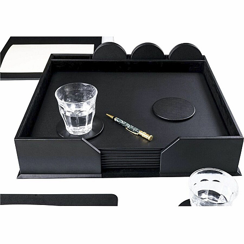 Dacasso Leatherette Deluxe Conference Room Set Rectangular - 17" Width - Leatherette, Velveteen - Black - 1 Each (D1061)