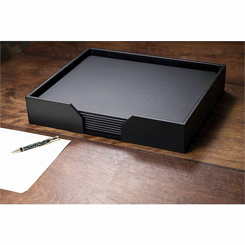 Dacasso Leatherette Conference Room Set Rectangular - 17" Width - Leatherette, Velveteen - Black - 1 Each (D1075)
