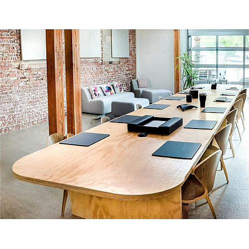 Dacasso Leatherette Conference Table Pad Rectangular - 14" Width - Top Grain Leather - Black - 1 Each (P1036)