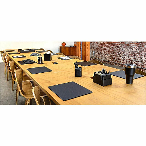 Dacasso Leatherette Conference Table Pad Rectangular - 14" Width - Top Grain Leather - Black - 1 Each (P1036)