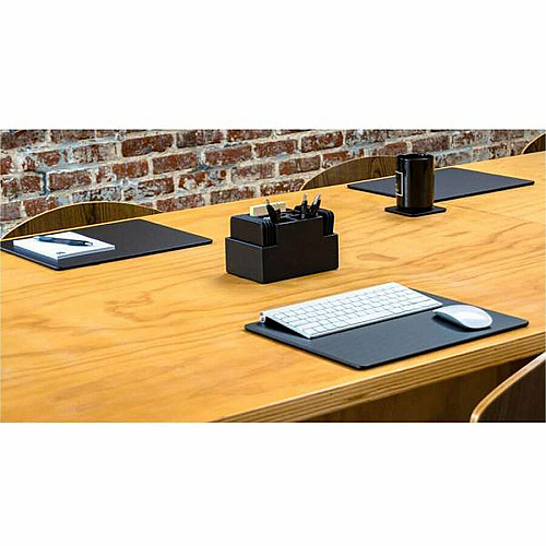Dacasso Leatherette Conference Table Pad Rectangular - 14" Width - Top Grain Leather - Black - 1 Each (P1036)