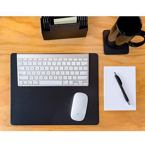 Dacasso Leatherette Conference Table Pad Rectangular - 14" Width - Top Grain Leather - Black - 1 Each (P1036)