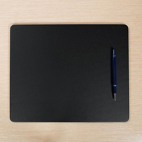 Dacasso Leatherette Conference Table Pad Rectangular - 14" Width - Top Grain Leather - Black - 1 Each (P1036)