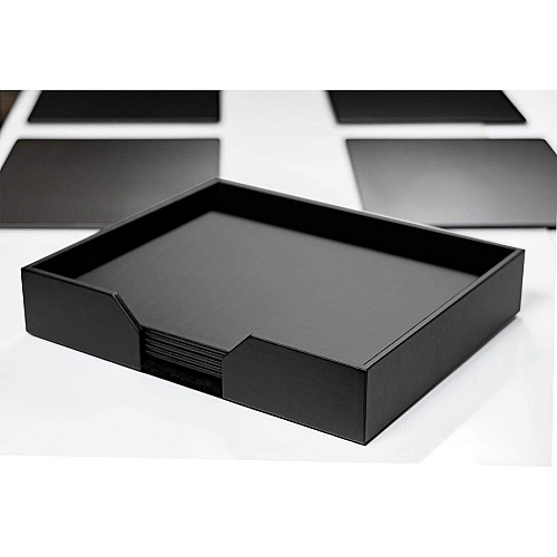 Dacasso Leather Conference Room Set Rectangular - 17" Width - Top Grain Leather, Velveteen - Black - 1 Each (D1064)