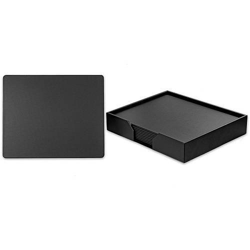 Dacasso Leather Conference Room Set Rectangular - 17" Width - Top Grain Leather, Velveteen - Black - 1 Each (D1064)