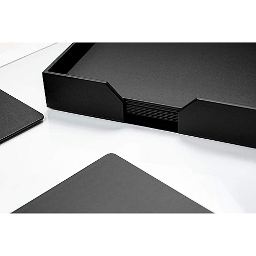 Dacasso Leather Conference Room Set Rectangular - 17" Width - Top Grain Leather, Velveteen - Black - 1 Each (D1064)