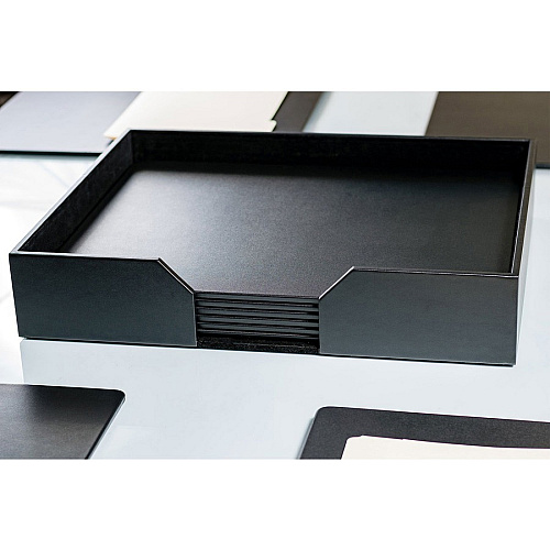 Dacasso Leather Conference Room Set Rectangular - 20" Width - Top Grain Leather, Velveteen - Black - 1 Each (D1066)