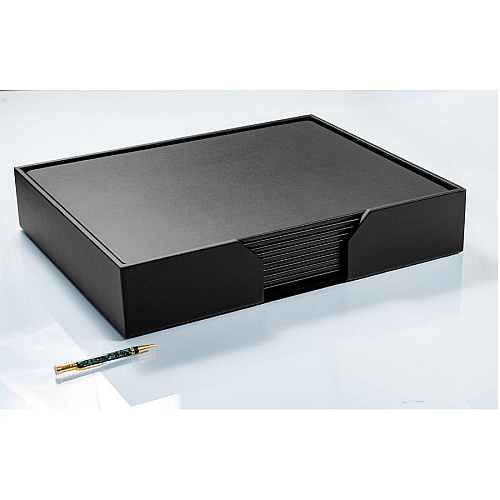 Dacasso Leather Conference Room Set Rectangular - 20" Width - Top Grain Leather, Velveteen - Black - 1 Each (D1066)