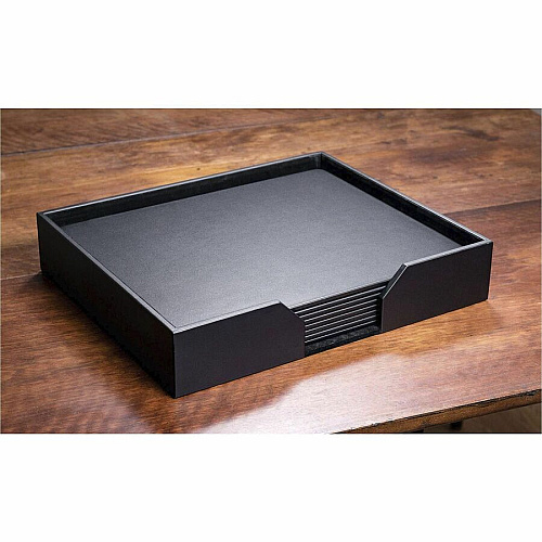 Dacasso Leather Conference Room Set Rectangular - 17" Width - Top Grain Leather, Velveteen - Black - 1 Each (D1074)