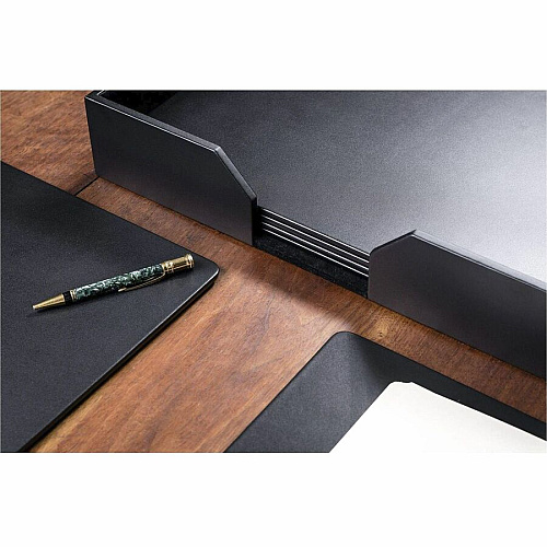 Dacasso Leather Conference Room Set Rectangular - 17" Width - Top Grain Leather, Velveteen - Black - 1 Each (D1074)