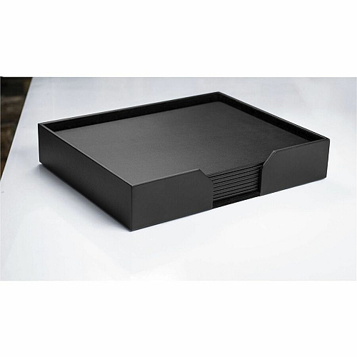 Dacasso Leather Conference Room Set Rectangular - 20" Width - Top Grain Leather, Velveteen - Black - 1 Each (D1076)