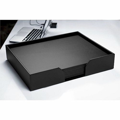Dacasso Leather Conference Room Set Rectangular - 20" Width - Top Grain Leather, Velveteen - Black - 1 Each (D1076)