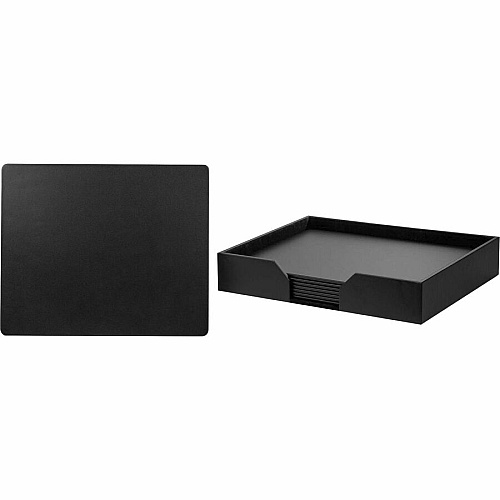 Dacasso Leather Conference Room Set Rectangular - 20" Width - Top Grain Leather, Velveteen - Black - 1 Each (D1076)