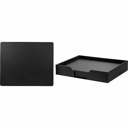 Dacasso Leather Conference Room Set Rectangular - 20" Width - Top Grain Leather, Velveteen - Black - 1 Each (D1076)