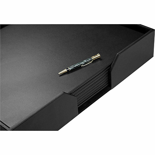 Dacasso Leather Conference Room Set Rectangular - 20" Width - Top Grain Leather, Velveteen - Black - 1 Each (D1076)