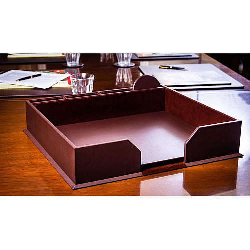 Dacasso Leatherette Conference Room Set Rectangular - 17" Width - Leatherette, Velveteen - Chocolate Brown - 1 Each (D3451)