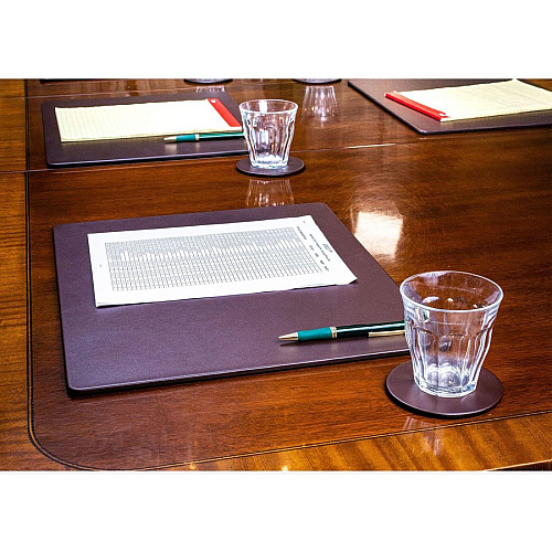 Dacasso Leatherette Conference Room Set Rectangular - 17" Width - Leatherette, Velveteen - Chocolate Brown - 1 Each (D3451)