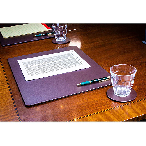 Dacasso Leatherette Conference Room Set Rectangular - 17" Width - Leatherette, Velveteen - Chocolate Brown - 1 Each (D3451)