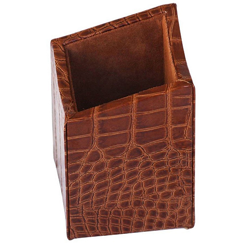 Protacini Cognac Brown Italian Patent Leather Pencil Cup Italian Leather, Suede - Cognac Brown - 1 Each (A6110)