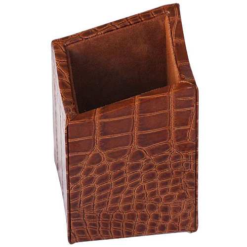 Protacini Cognac Brown Italian Patent Leather Pencil Cup Italian Leather, Suede - Cognac Brown - 1 Each (A6110)
