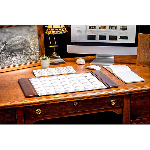 Dacasso Leather Conference Table Pad Rectangular - 12 Sheets - Top Grain Leather, Velveteen - Chocolate Brown - 1 Each (P3440)