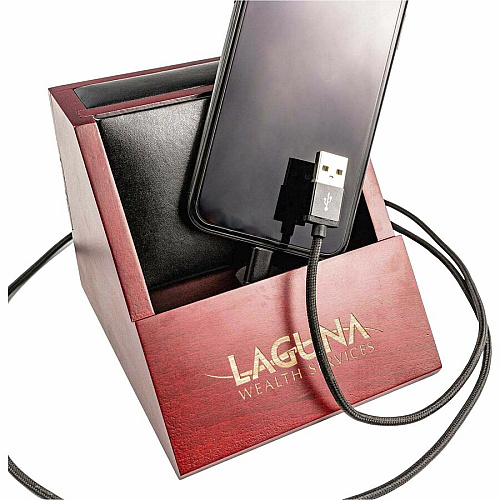 Dacasso Rosewood and Leather Desktop Cell Phone Holder Leather, Rubber - Rosewood - 1 Each (A8050)