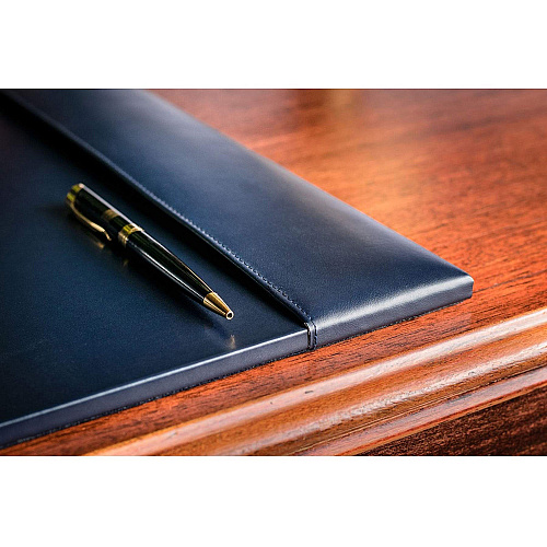 Dacasso Bonded Leather Desk Pad Rectangular - 30" Width - Bonded Leather, Velveteen - Navy Blue - 1 Each (P5003)