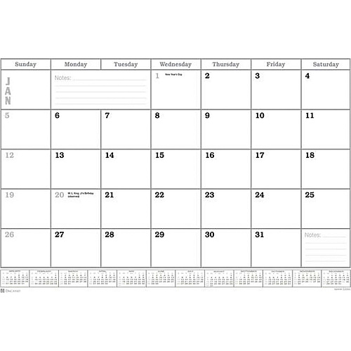 Dacasso Leather Calendar Desk Pad Rectangular - 34" Width - 12 Sheets - Top Grain Leather, Velveteen - Black - 1 Each (P1050)