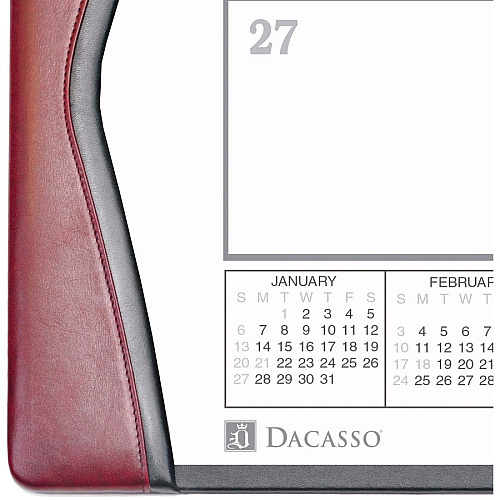 Dacasso Leather Calendar Desk Pad Rectangular - 12 Sheets - Top Grain Leather, Velveteen - Burgundy - 1 Each (P7040)