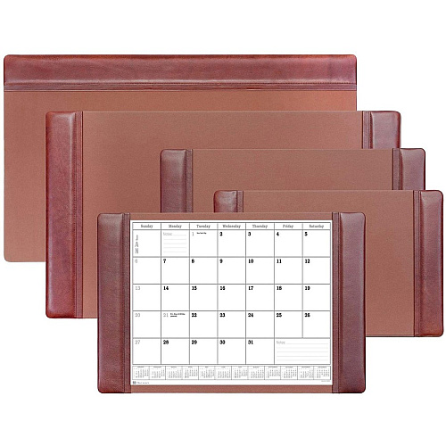 Dacasso Leather Calendar Desk Pad Rectangular - 25.5" Width - 12 Sheets - Top Grain Leather, Velveteen - Mocha - 1 Each (P3040)