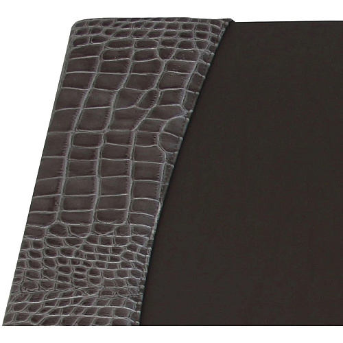 Protacini Castlerock Gray Italian Patent Leather 34" x 20" Side-Rail Desk Pad Rectangular - 34" Width - Italian Leather, Velveteen - Castlerock Gray - 1 Each (P6201)