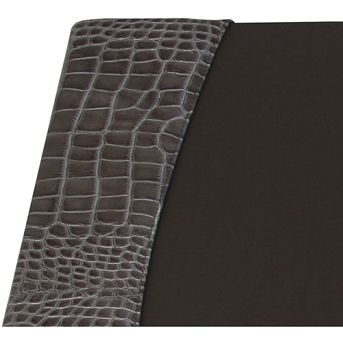 Protacini Castlerock Gray Italian Patent Leather 34" x 20" Side-Rail Desk Pad Rectangular - 34" Width - Italian Leather, Velveteen - Castlerock Gray - 1 Each (P6201)