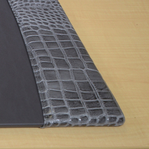 Protacini Castlerock Gray Italian Patent Leather 34" x 20" Side-Rail Desk Pad Rectangular - 34" Width - Italian Leather, Velveteen - Castlerock Gray - 1 Each (P6201)