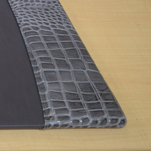Protacini Castlerock Gray Italian Patent Leather 34" x 20" Side-Rail Desk Pad Rectangular - 34" Width - Italian Leather, Velveteen - Castlerock Gray - 1 Each (P6201)