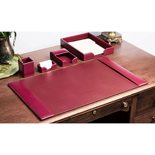 Dacasso Bonded Leather Desk Set Leather, Velveteen - Burgundy - 1 Each (D5202)