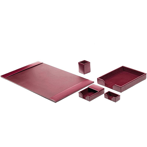 Dacasso Bonded Leather Desk Set Leather, Velveteen - Burgundy - 1 Each (D5202)