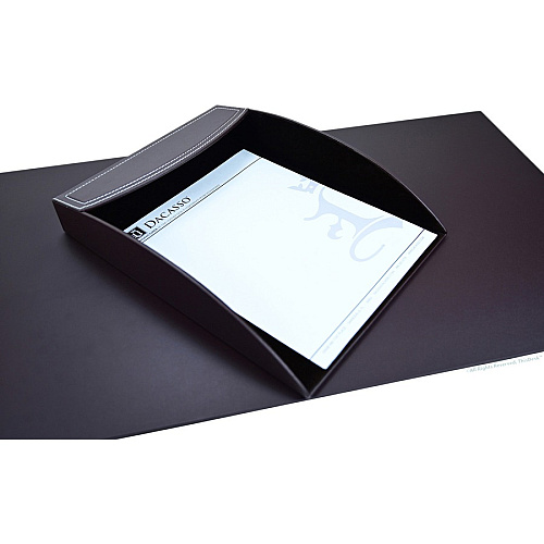 Dacasso 5-piece Home/Office Leather Desk Accessory Set Velveteen, PU Leather - Brown - 1 Each (K6402)