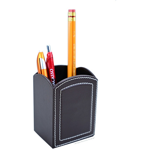 Dacasso 5-piece Home/Office Leather Desk Accessory Set Velveteen, PU Leather - Brown - 1 Each (K6402)