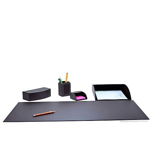 Dacasso 5-piece Home/Office Leather Desk Accessory Set Velveteen, PU Leather - Brown - 1 Each (K6402)