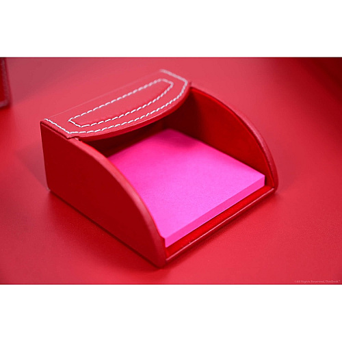 Dacasso 5-piece Home/Office Leather Desk Accessory Set Velveteen, PU Leather - Red - 1 Each (K6602)