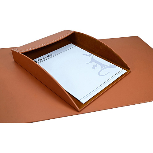 Dacasso 5-piece Home/Office Leather Desk Accessory Set Velveteen, PU Leather - Tan - 1 Each (K6502)
