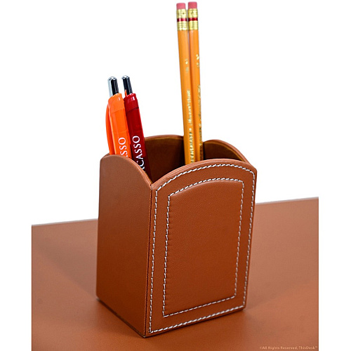Dacasso 5-piece Home/Office Leather Desk Accessory Set Velveteen, PU Leather - Tan - 1 Each (K6502)