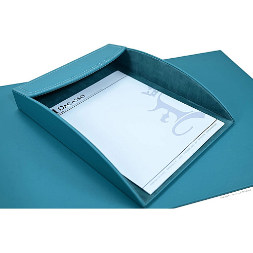 Dacasso 5-piece Home/Office Leather Desk Accessory Set Velveteen, PU Leather - Teal - 1 Each (K7202)