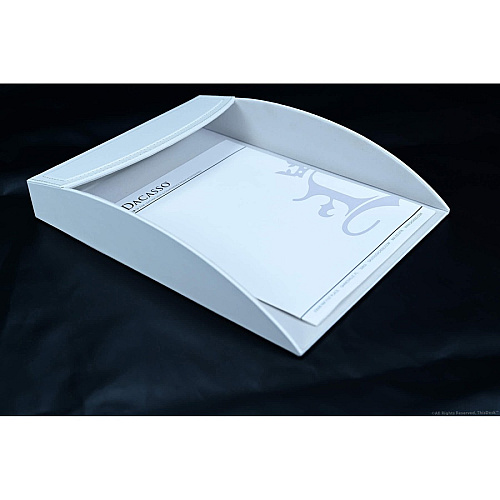 Dacasso 5-piece Home/Office Leather Desk Accessory Set Velveteen, PU Leather - White - 1 Each (K7002)