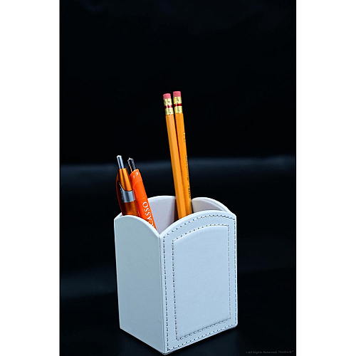 Dacasso 5-piece Home/Office Leather Desk Accessory Set Velveteen, PU Leather - White - 1 Each (K7002)
