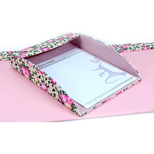 Dacasso 5-piece Home/Office Leather Desk Accessory Set Velveteen, PU Leather - Floral Cream - 1 Each (K8102)
