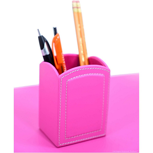 Dacasso 5-piece Home/Office Leather Desk Accessory Set Velveteen, PU Leather - Pink - 1 Each (K7902)